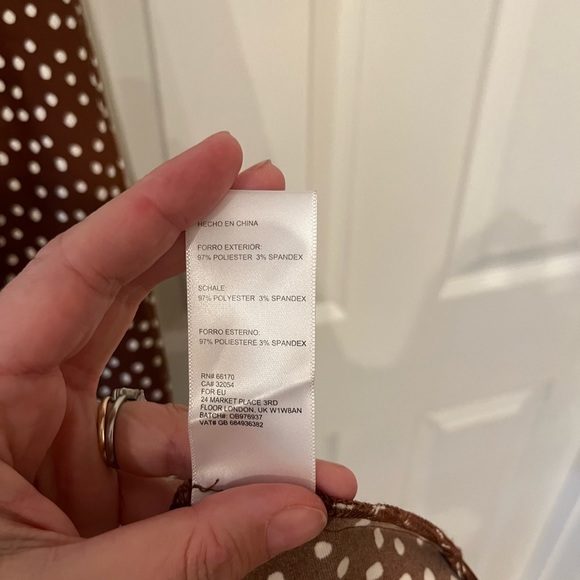 Gorgeous Urban Outfitters Slip dress brown polkadot midi - Picture 7 of 8